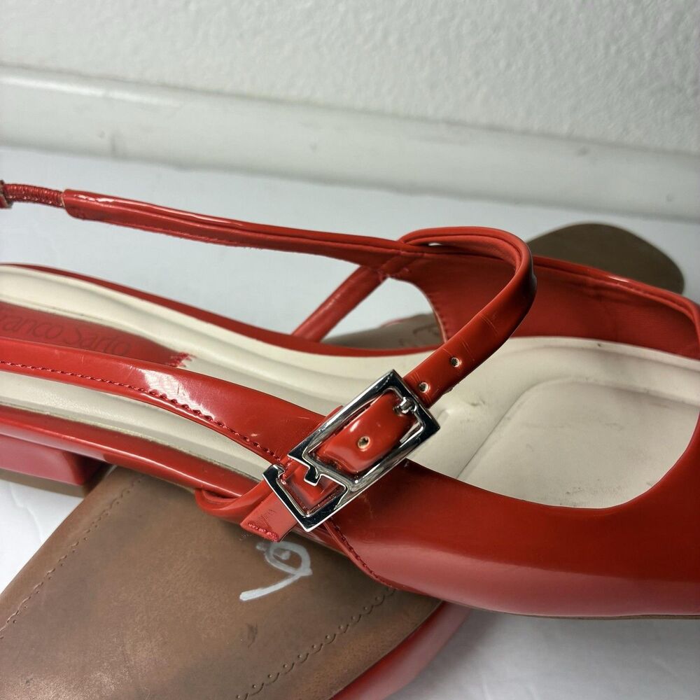 Franco Sarto L-DESTIN Shoes Womens Size 8 M Red Slingback Square Toe Flats Dress - Picture 7 of 16